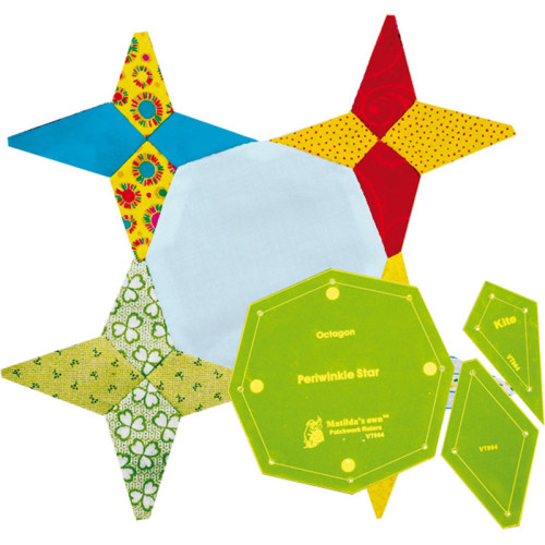 Periwinkle Star patchwork quilting template set, 3 template pieces for 4